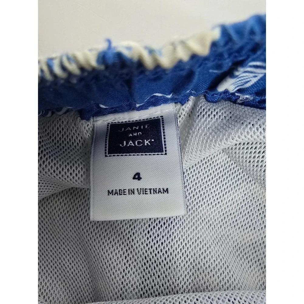 Janie and Jack Swim Trunks Boys Shorts 4 Blue Coastal Nautical Sailboats Ocean